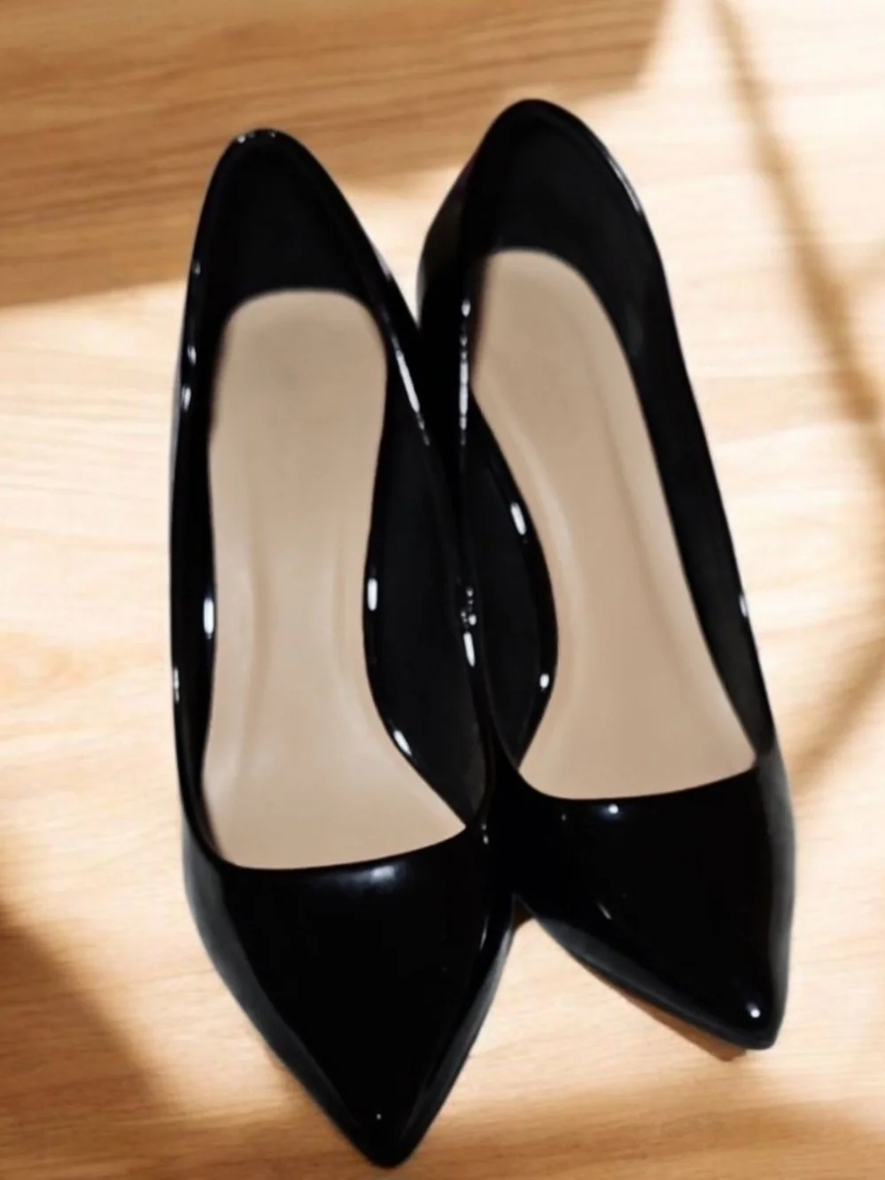 BAMBOO Black Patent Pointed Toe High Heels